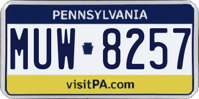 PA license plate MUW8257