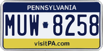 PA license plate MUW8258