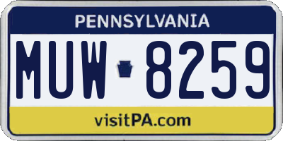 PA license plate MUW8259