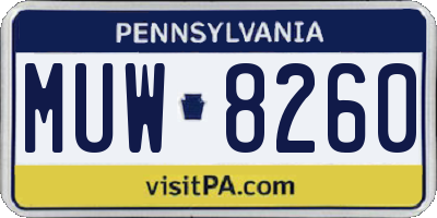 PA license plate MUW8260