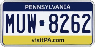 PA license plate MUW8262
