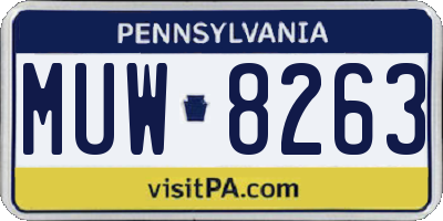 PA license plate MUW8263