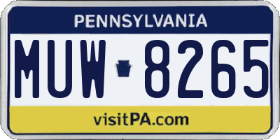 PA license plate MUW8265