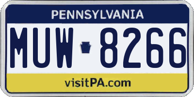 PA license plate MUW8266