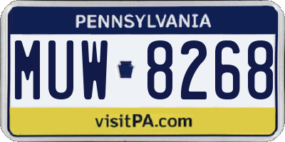 PA license plate MUW8268
