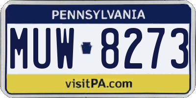 PA license plate MUW8273