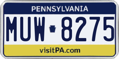 PA license plate MUW8275