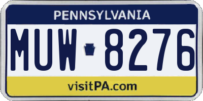 PA license plate MUW8276