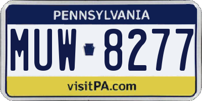 PA license plate MUW8277
