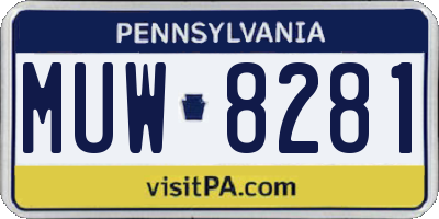 PA license plate MUW8281