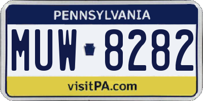 PA license plate MUW8282
