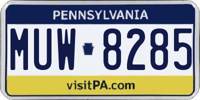 PA license plate MUW8285