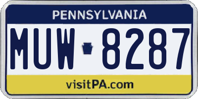 PA license plate MUW8287