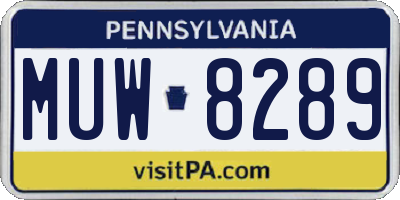 PA license plate MUW8289
