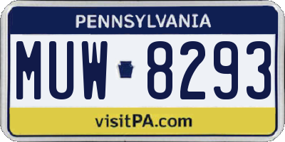 PA license plate MUW8293