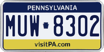 PA license plate MUW8302