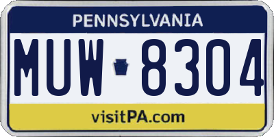 PA license plate MUW8304