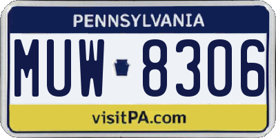 PA license plate MUW8306