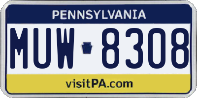PA license plate MUW8308