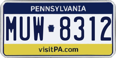 PA license plate MUW8312