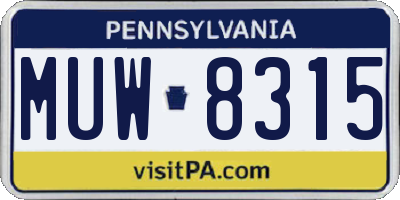 PA license plate MUW8315