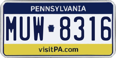 PA license plate MUW8316