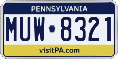 PA license plate MUW8321