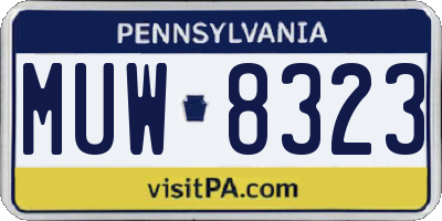 PA license plate MUW8323