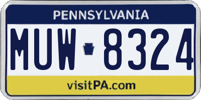 PA license plate MUW8324