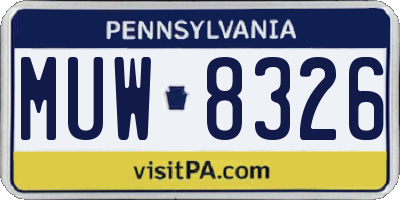 PA license plate MUW8326