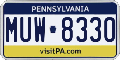 PA license plate MUW8330
