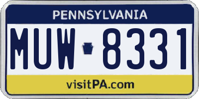 PA license plate MUW8331