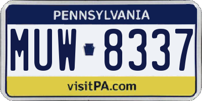 PA license plate MUW8337