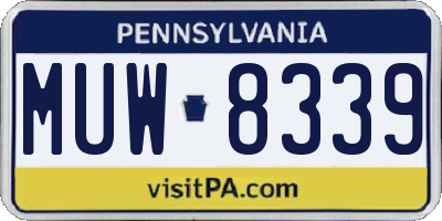 PA license plate MUW8339