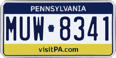 PA license plate MUW8341