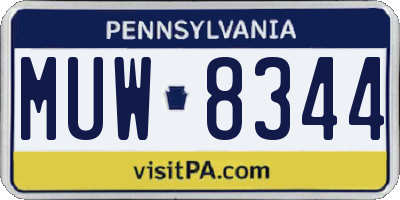 PA license plate MUW8344