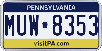 PA license plate MUW8353