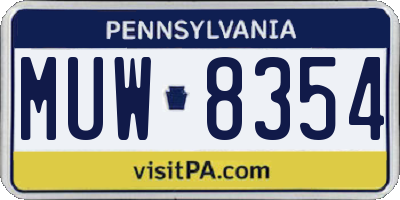 PA license plate MUW8354
