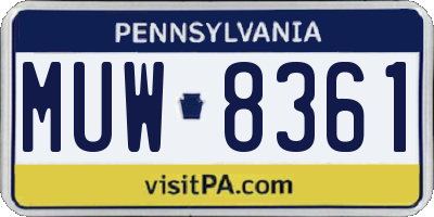 PA license plate MUW8361