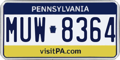 PA license plate MUW8364