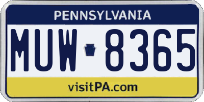 PA license plate MUW8365