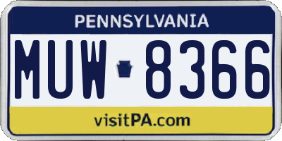 PA license plate MUW8366