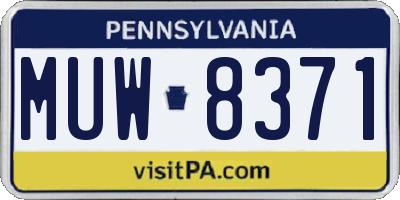 PA license plate MUW8371