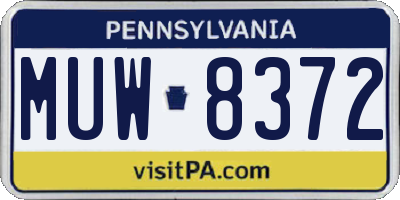 PA license plate MUW8372