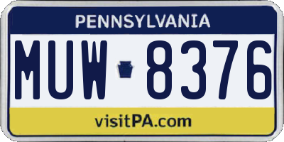 PA license plate MUW8376