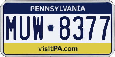 PA license plate MUW8377