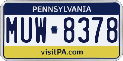 PA license plate MUW8378