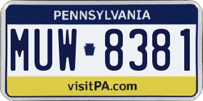 PA license plate MUW8381