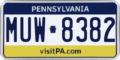 PA license plate MUW8382