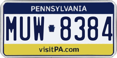 PA license plate MUW8384
